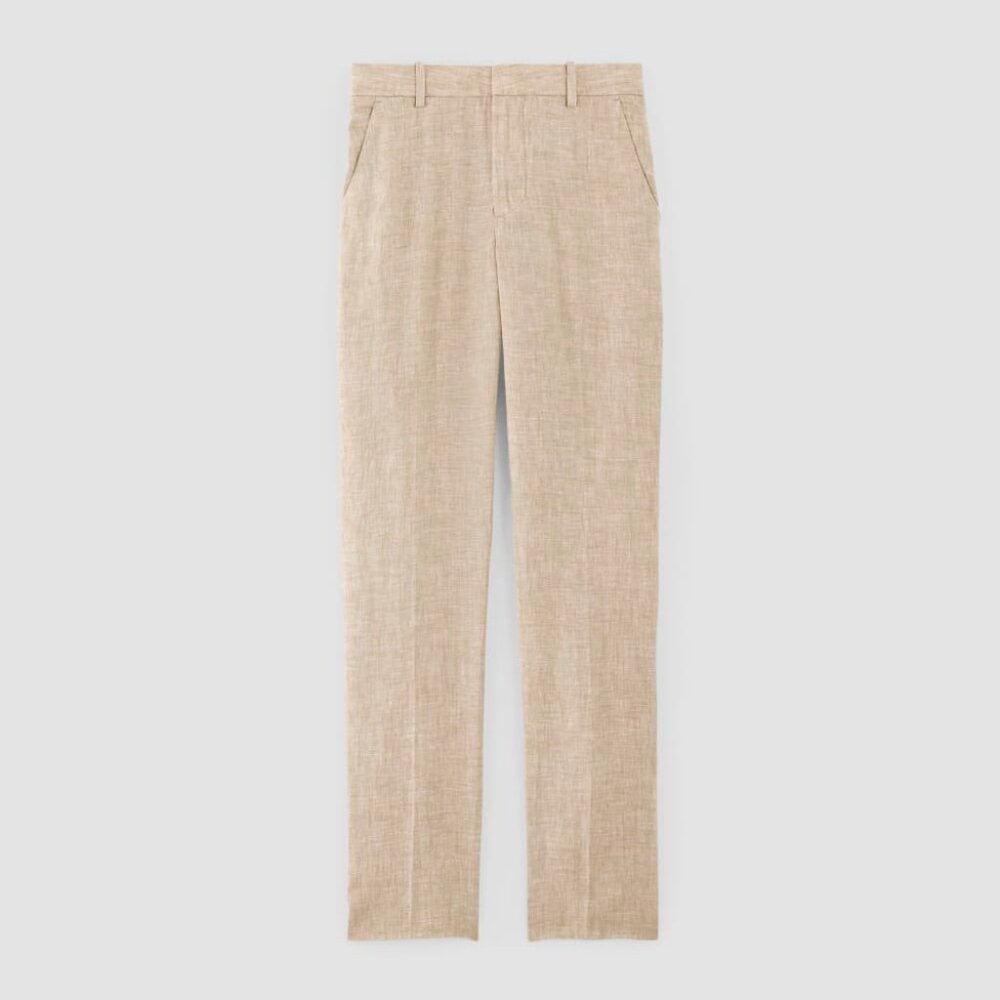 Everlane Linen Trouser in Khaki Chambray, Size 34x32